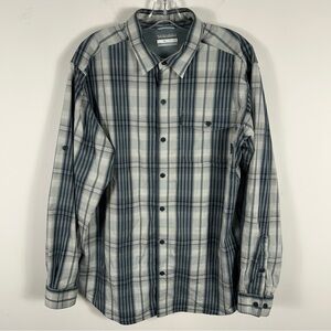 ❤️ Columbia Omni Wick Men's Plaid Shirt in Gray and Blue Size L